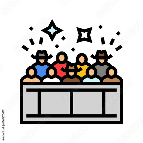 crowd cheering grandstands color icon vector illustration
