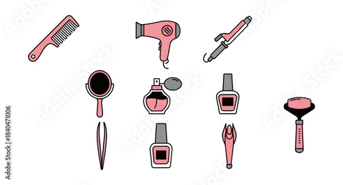 Cosmetics and beauty products collection on dark background