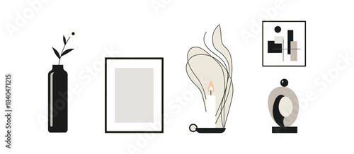 Minimalist interior composition with decor elements illustration