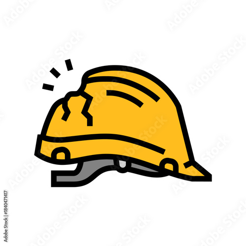 head injury safety helmet dented color icon vector illustration