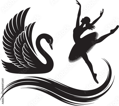 Black swan and ballerina silhouette design