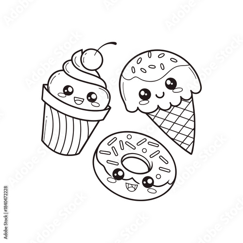 hand drawn vector illustration of a cupcake