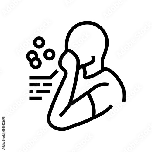 patient taking oral hormone medicine line icon vector illustration