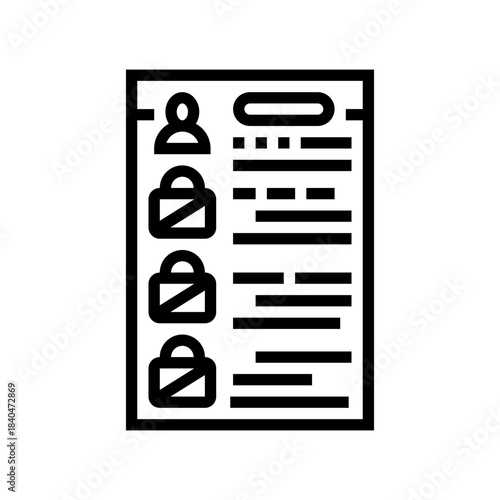 resume many crossed out company names line icon vector illustration