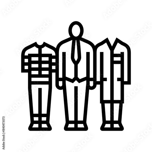 person switching uniforms of different professions line icon vector illustration