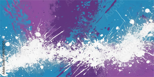 Abstract blue grunge background with liquid paint ink splashes and splatter art texture illustration