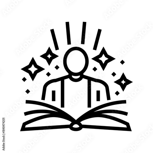 person reading enhanced memory line icon vector illustration