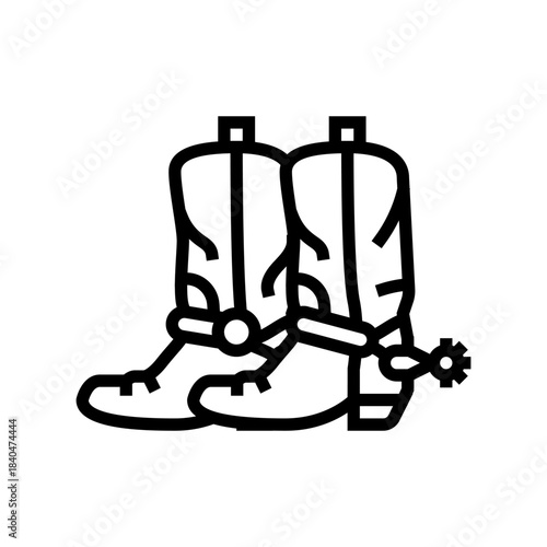 pair of leather boots spurs line icon vector illustration