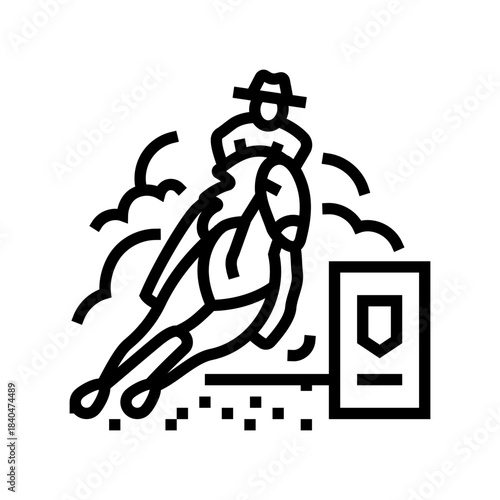 barrel racing line icon vector illustration