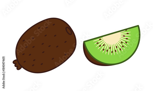 Hand-Drawn Kiwi Fruit Vector Bundle – Simple Fresh Tropical Fruit Illustration Set for Food, Organic Market, and Healthy Lifestyle Design