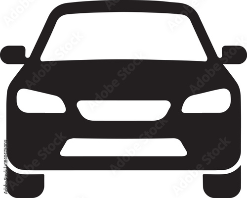 minimalist black car front silhouette icon for automotive, transport, navigation, app ui and vehicle design use Art & Illustration