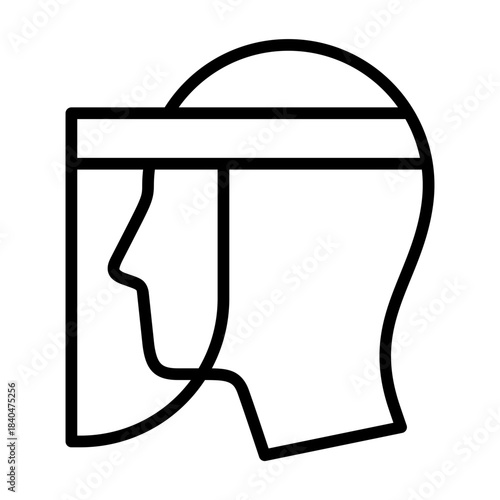 Face shield icon in outline style