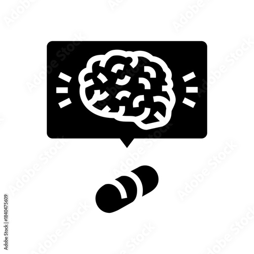 nootropic pill capsule glyph icon vector illustration