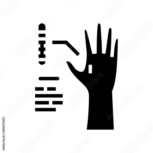 implantable microchip hand glyph icon vector illustration