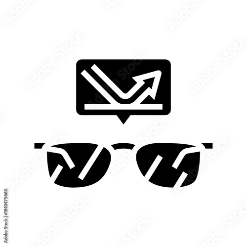 blue light blocking glasses glyph icon vector illustration