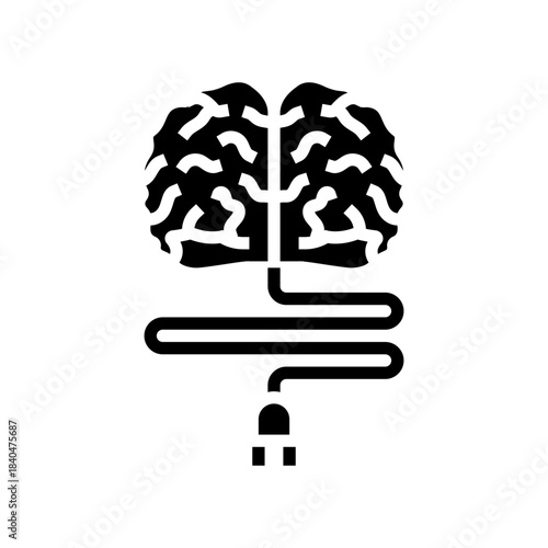 brain icon electric connections glyph icon vector illustration