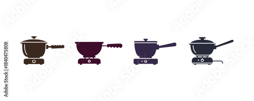 Easy Electric Chocolate Melter with 4 unique designs. Vector graphic.

