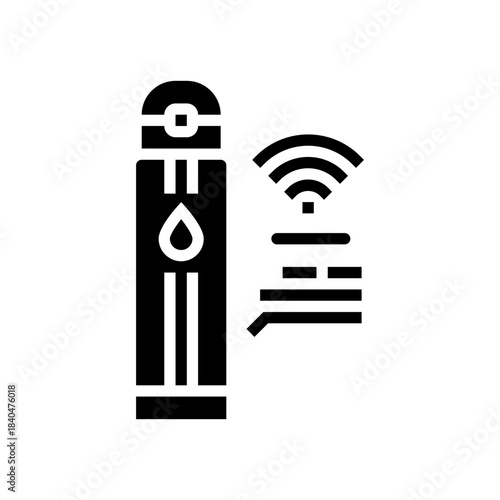 smart water bottle hydration tracker glyph icon vector illustration