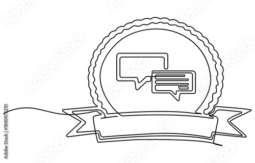 One continuous line art drawing of Speech bubble vector illustration. Communication chat messenger linear vector line symbol. Dialog cloud, chat bubble concept outline line design