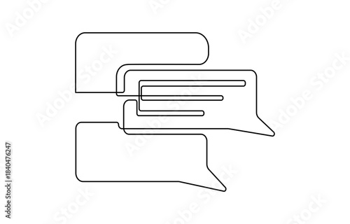 One continuous line art drawing of Speech bubble vector illustration. Communication chat messenger linear vector line symbol. Dialog cloud, chat bubble concept outline line design