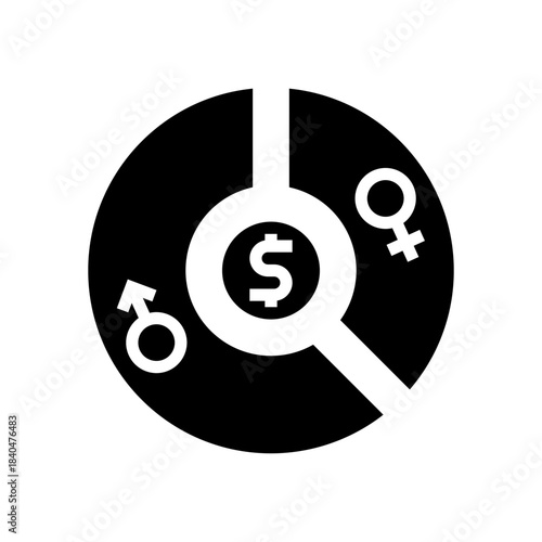 wage gap glyph icon vector illustration