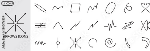 Arrows icons set. Line arrows. Vector arrows of various shapes and directions. vektor.