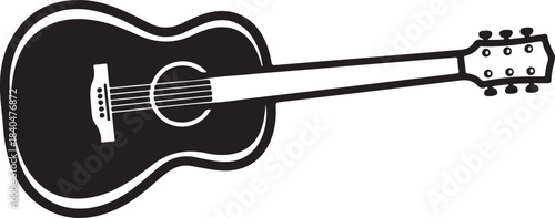 Minimalist black acoustic guitar silhouette illustration for music, instrument, concert, studio, or creative design use Art & Illustration