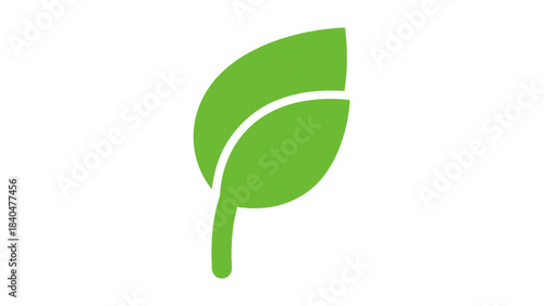 A simple graphic illustration of a single green leaf, symbolizing nature, growth, and environmental concepts.