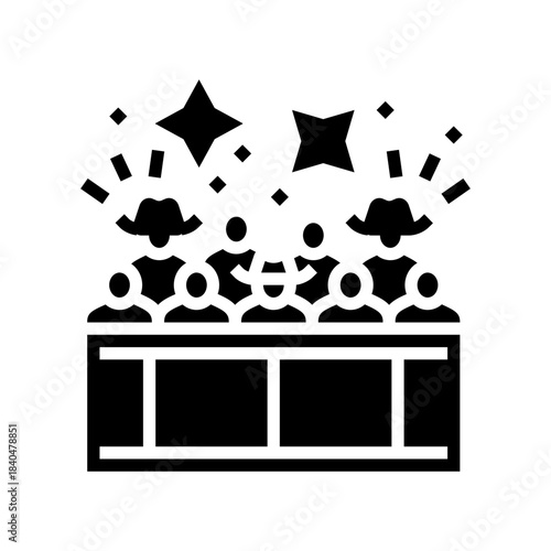crowd cheering grandstands glyph icon vector illustration