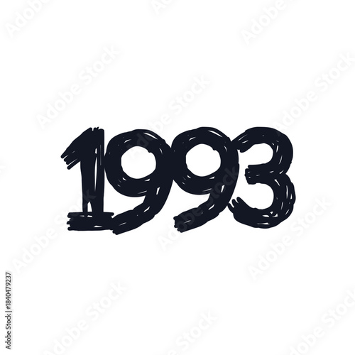1993 birthday celebration logo icon sign Made in 1993 Hand drawn ink sketch Doodle cartoon design style Fashion print for clothes apparel greeting invitation card flyer poster banner cover sticker ad