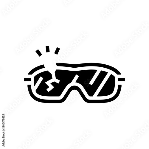 eye injury protective goggles broken glyph icon vector illustration