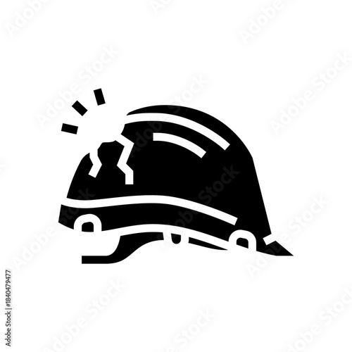 head injury safety helmet dented glyph icon vector illustration