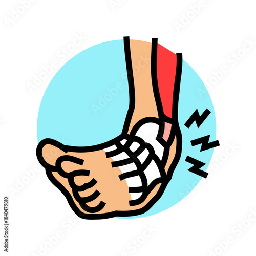 ankle sprain during workout color icon vector illustration