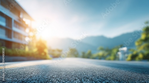 Road perspective and blurred buildings