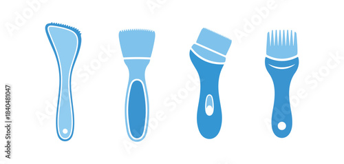 An uncomplicated ultrasonic skin scrubber spatula with four varied designs. Vector illustration
