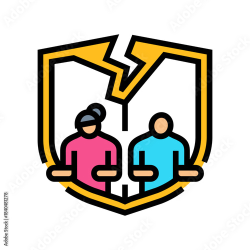 trust issues couple color icon vector illustration