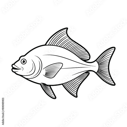 Simple Fish Line Art Vector for Kids Coloring Page