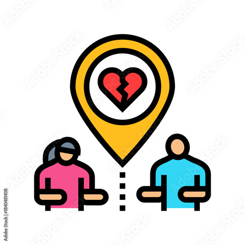long distance relationship couple color icon vector illustration