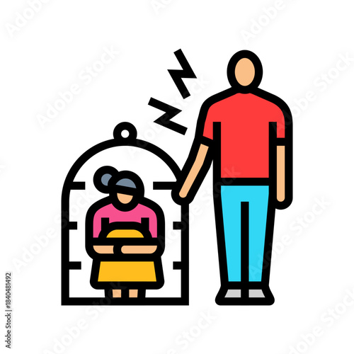 controlling behavior couple color icon vector illustration