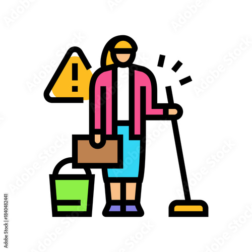 domestic labor color icon vector illustration