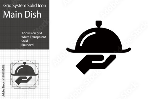 Icons representing dishes, restaurants, waiters, and food