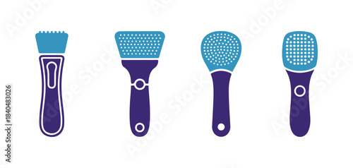 Easy ultrasonic skin scrubber spatula with 4 different designs. Vector illustration

