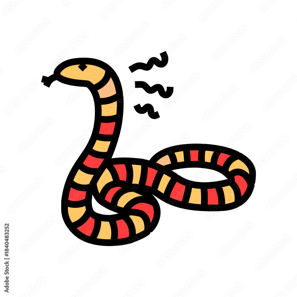 Naklejka premium snakes ophidiophobia fear color icon vector illustration