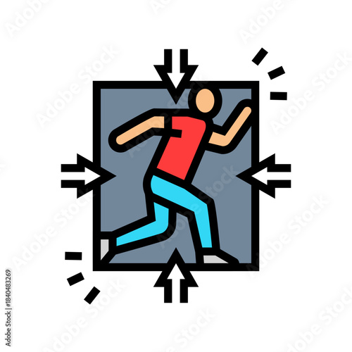 small spaces claustrophobia fear color icon vector illustration