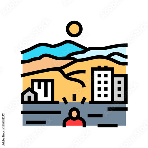 open spaces agoraphobia fear color icon vector illustration