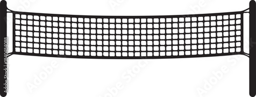Black Silhouette of a Volleyball Net with Posts on White Background sport game