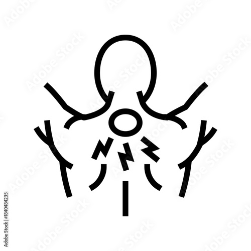 neck strain in bodybuilder line icon vector illustration