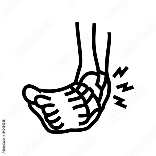 ankle sprain during workout line icon vector illustration