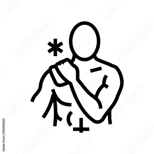 bodybuilder ice pack on arm line icon vector illustration