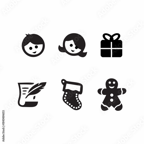 Christmas icon set, Christmas knick-knacks with various souvenir gifts for children